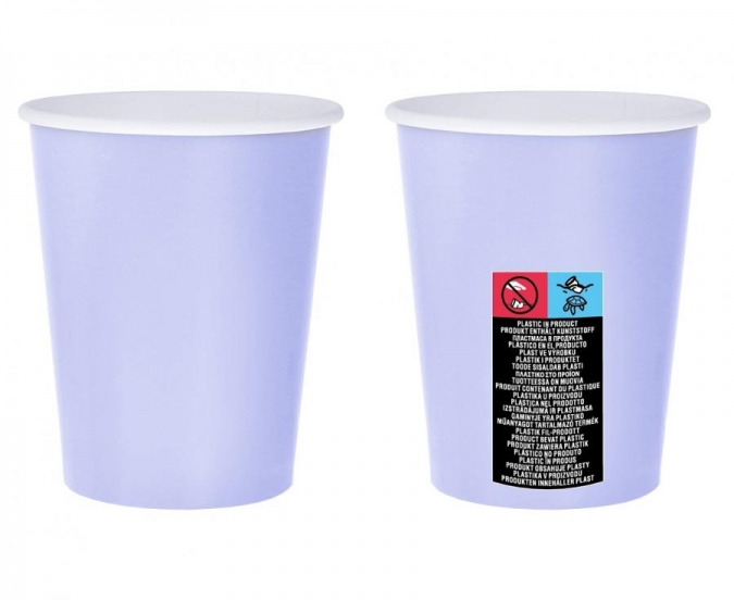 Хартиена парти чашка цвят лавандула лилав 270 мл, 14 бр. в опаковка /Gd/
