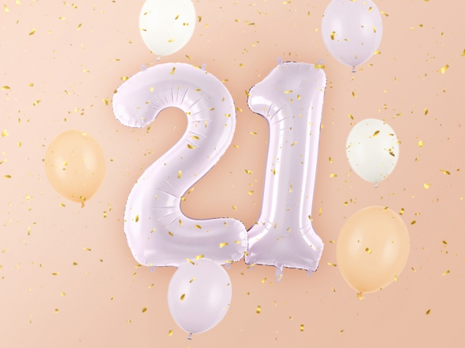 Фолиев балон цифра 2, цвят лилав, 72 см височина /Pd/