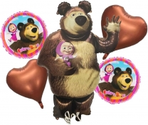 Комплект 5 бр. фолиеви балони Маша и Мечока /Pe/