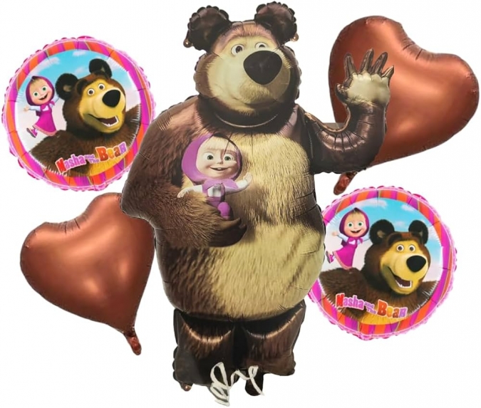 Комплект 5 бр. фолиеви балони Маша и Мечока /Pe/