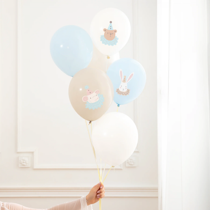 Пастелно сини латексови балони, Бебе момче, комплект от 6 броя /Pp/