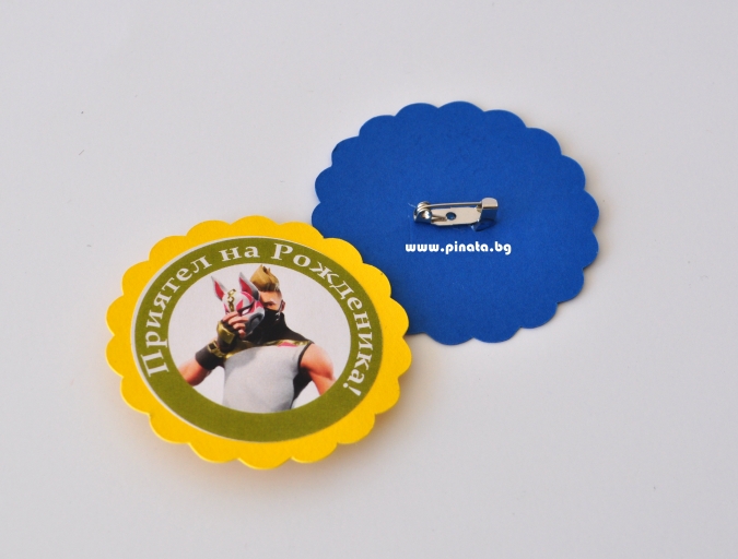 Персонализиран парти медальон тип значка Фортнайт Лама, 5бр. пакет