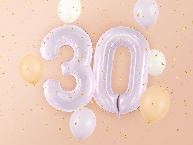 Фолиев балон цифра 3, цвят лилав, 72 см височина /Pd/