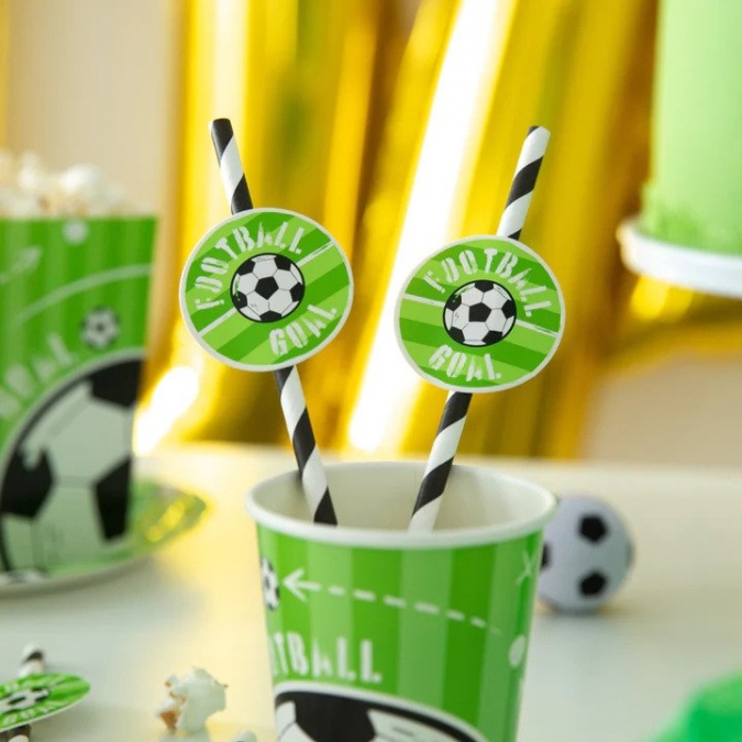 Картонени сламки футбол, 19,5 см, 6 бр. в опаковка /Pp/