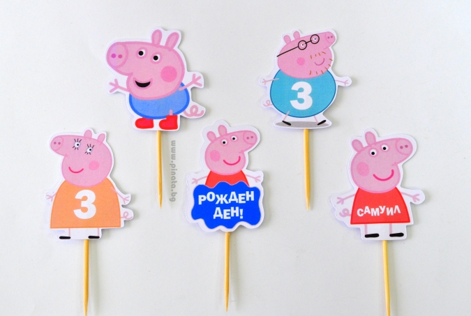 Топер за мъфини Пепа Пиг, 6 бр. в опаковка