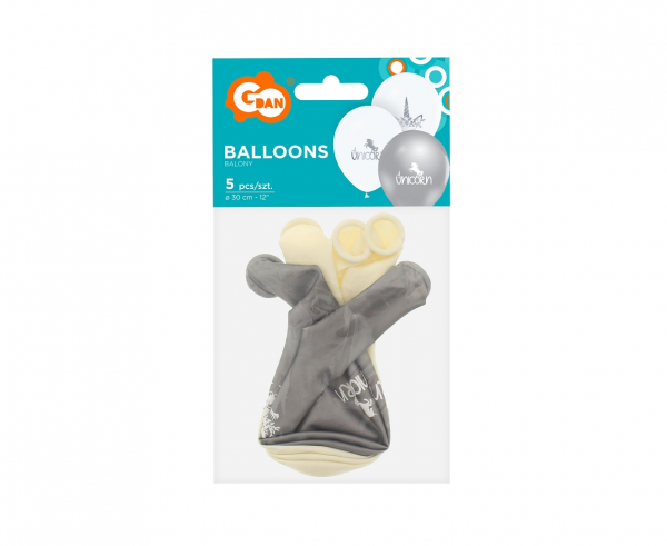 Комплект 5 бр. премиум балони Еднорог / Unicorn, микс цветовe  /Gd/