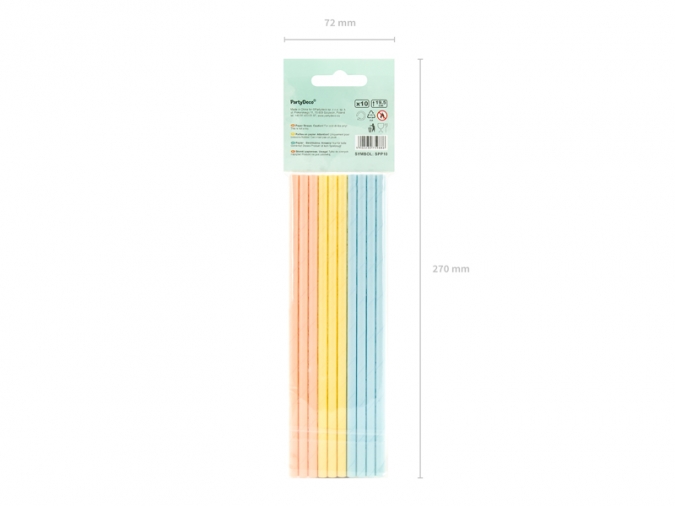 Картонени сламки Лятно парти, 10 бр., микс пастелни цветове /Pd/
