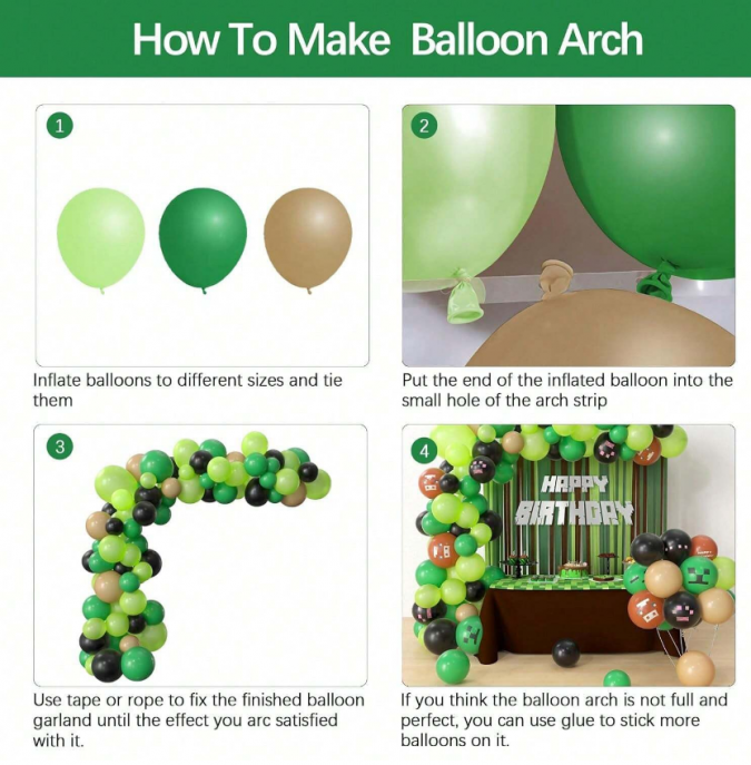 Комплект с балони тип арка, 118бр. Майнкрафт /Ch/