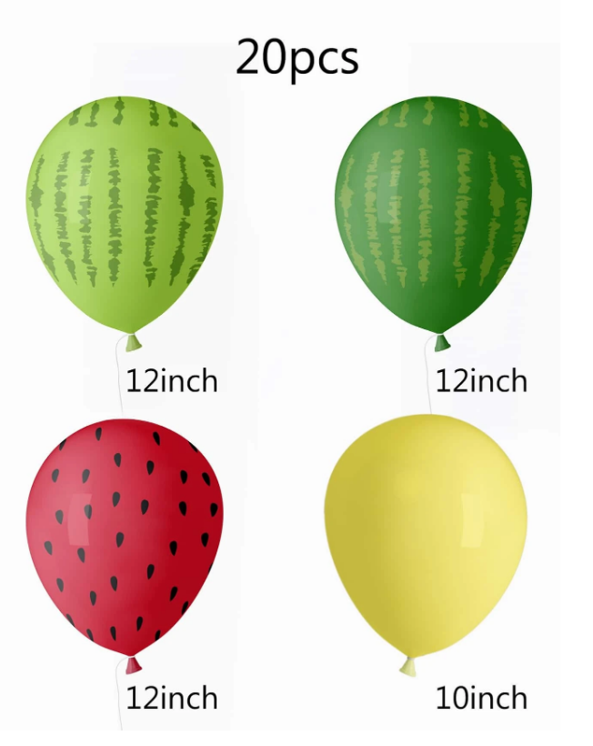 Комплект 20 бр. премиум балони, Диня, Плодове, микс цветове /Ch/