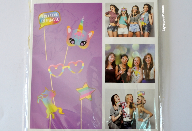 Пропсове за забавни снимки Еднорог, 5 бр комплект /mb/