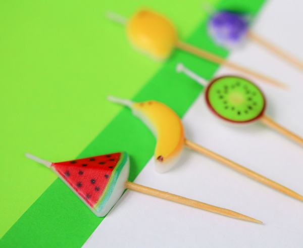 Свещички за рожден ден, различни плодове 5 броя /Gd/