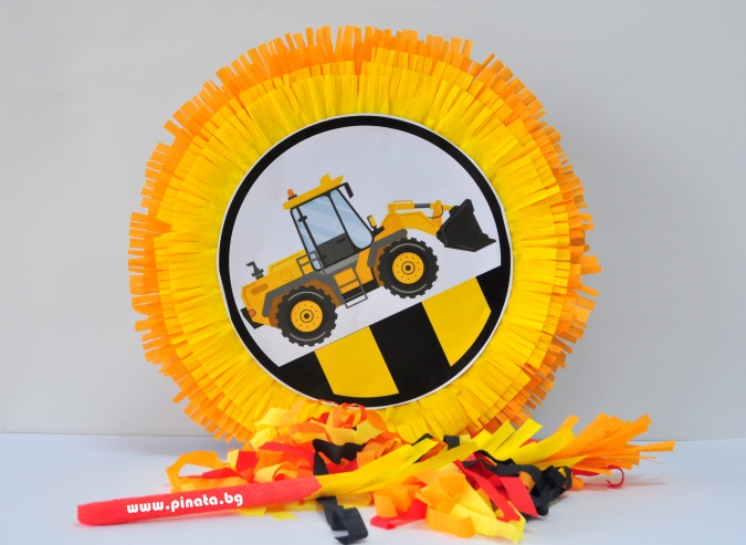 Пинята Багер, строителни машини, две лица 40х40 см