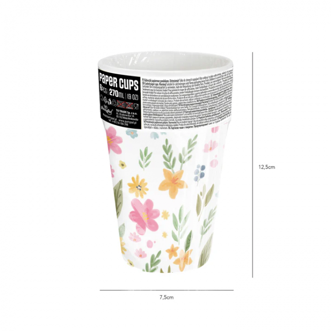 Хартиена чашка Горски цветя, 270 мл, 6 бр. в опаковка /Pp/