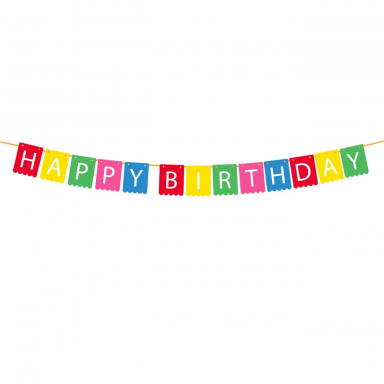 Банер с надпис Happy Birthday, микс цветове, 3,5м /Mb/