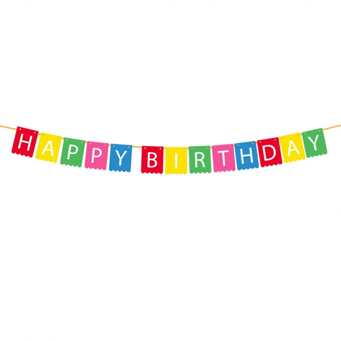 Банер с надпис Happy Birthday, микс цветове, 3,5м /Mb/