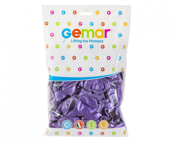 Балон лилав металик, диаметър 26 см, 10 бр. в пакет Gemar GM 90 #034 /Uk/