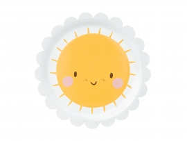 Хартиена парти чинийка Слънце, усмивка / Sun, 18.0 см, 6 бр. в опаковка /Pd/