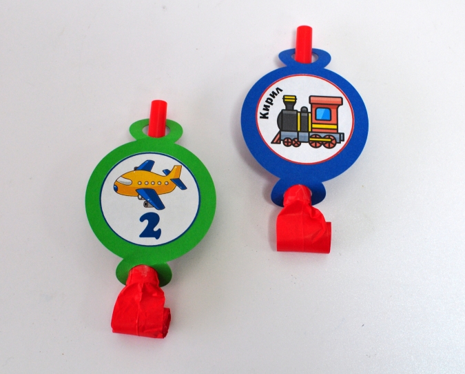 Персонализирана парти свирка Транспортни средства, 5 бр. пакет