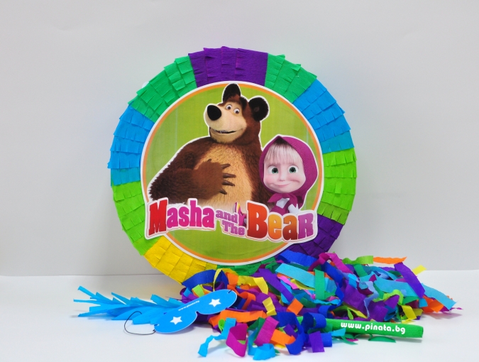 Пинята Маша и Мечока, две лица 40х40 см