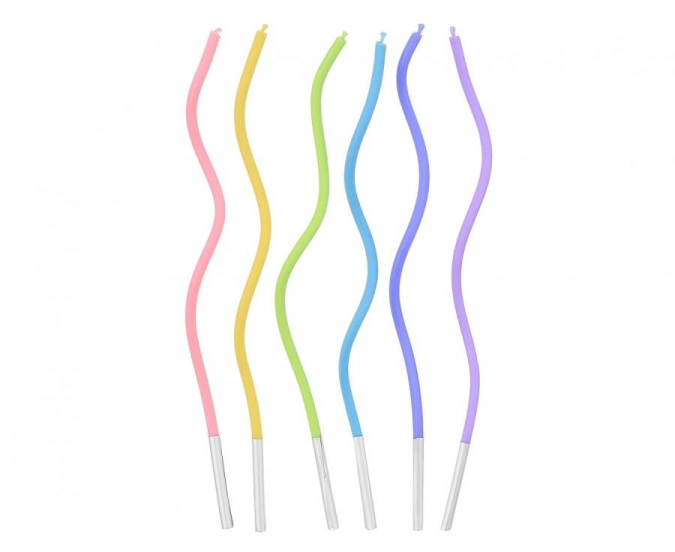 Свещички спирали, микс пастелни цветове, 6 бр. в опаковка /Gd/
