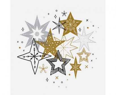 Парти салфетки Коледа, звезди, 20 бр в пакет /Gd/