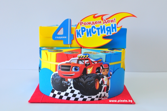 Хартиена торта с тематична декорация и персонализация Пламъчко / Блейз