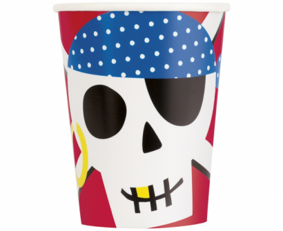 Хартиена парти чашка Пират, череп / Ahoy Pirate, 8 бр. в опаковка /Gd/