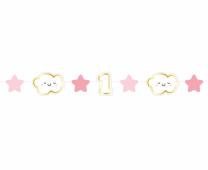 Банер гирлянд за декорация с текст First Birthday / Първи рожден ден, 1,20 м дължина, цвят розов момиче /Gd/