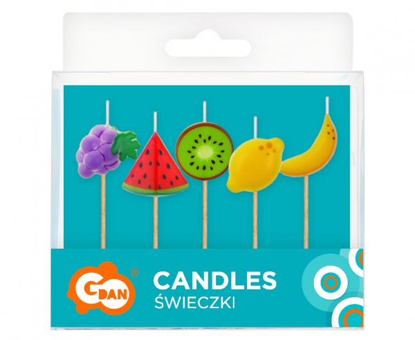 Свещички за рожден ден, различни плодове 5 броя /Gd/