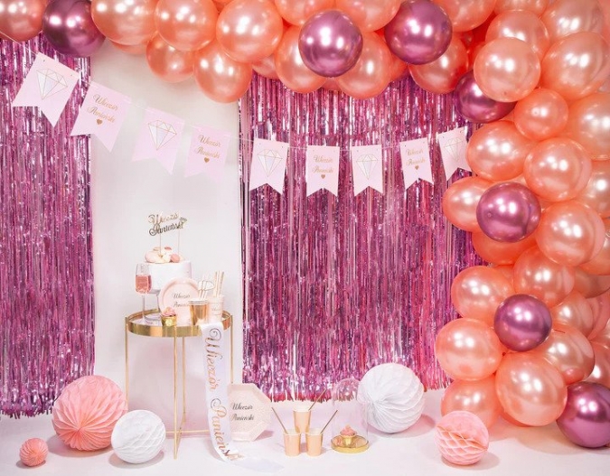 Висяща декорация - топка тип пчелна пита, ф 20 см, цвят розов  /Pp/