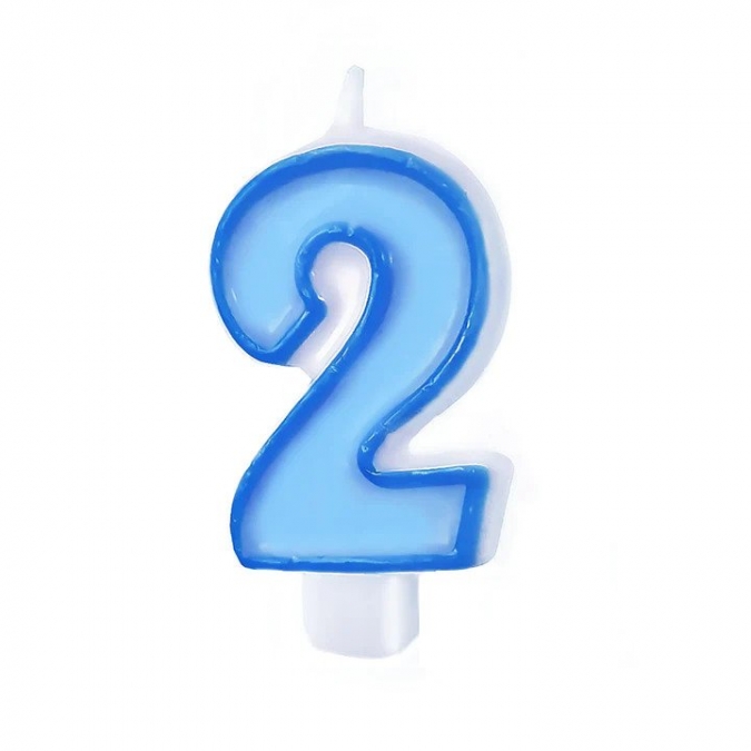 Свещичка цвят син, цифра 3 /Pp/