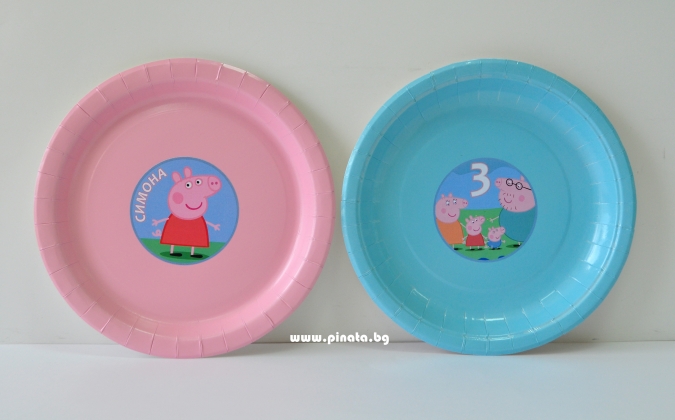 Персонализирана хартиена парти чинийка Пепа Пиг, 6бр. пакет