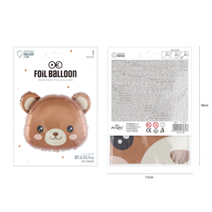 Фолиев балон Мече, горски животни, 60х57см /Pp/