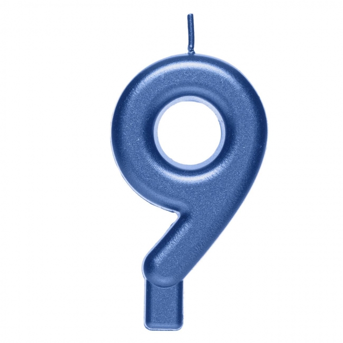 Свещичка цифра 3, цвят син металик /Mb/