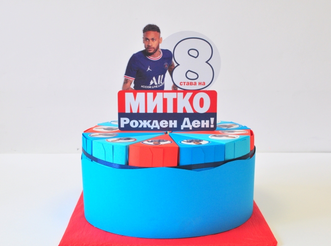 Хартиена торта с  тематична декорация и персонализация Неймар ПСЖ