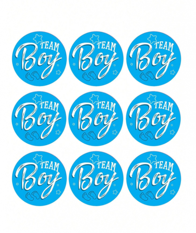 Стикери за разкриване на пола, сини, Team Boy, 12бр /Ch/