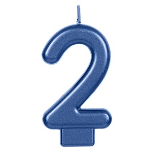 Свещичка цифра 8, цвят син металик /Mb/