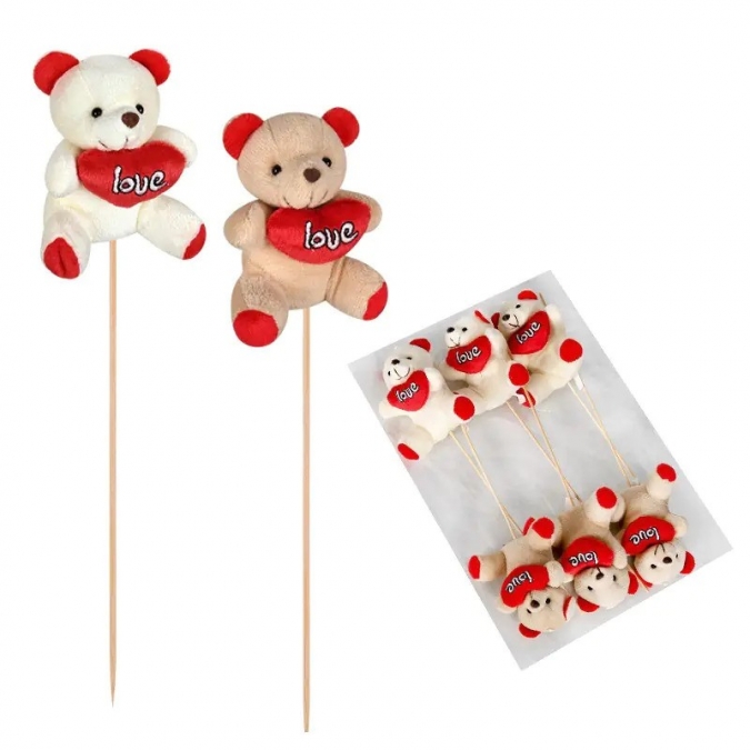 Плюшено мече със сърце "Love" на клечка /Km/