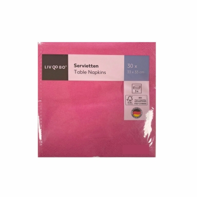 Парти салфетки розови Love pink, 30 бр в пакет, 33х33 см /Kf/