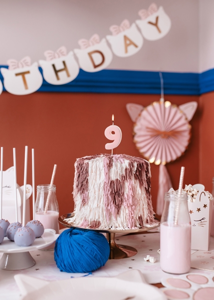 Свещичка цвят светло розово, цифра 9 /Pd/