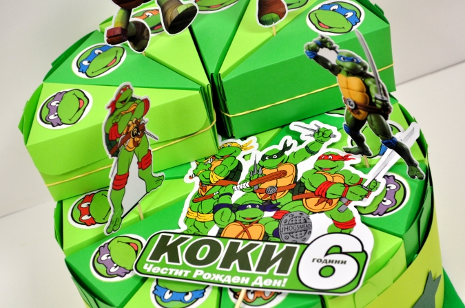 3Д Хартиена торта с декорация и персонализация Костенурките Нинджа