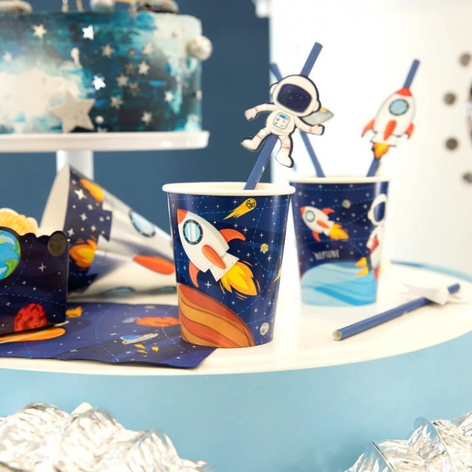 Хартиена парти чашка Космос, космонавт, ракета, 220 мл, 8 бр. в опаковка /Pp/
