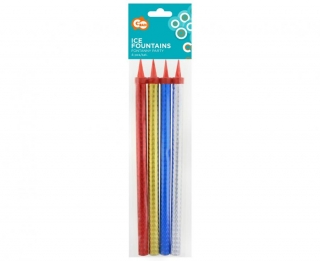 Фонтан за торта 4бр, 26 см, холограмен, цветен, бездимен /Gd/