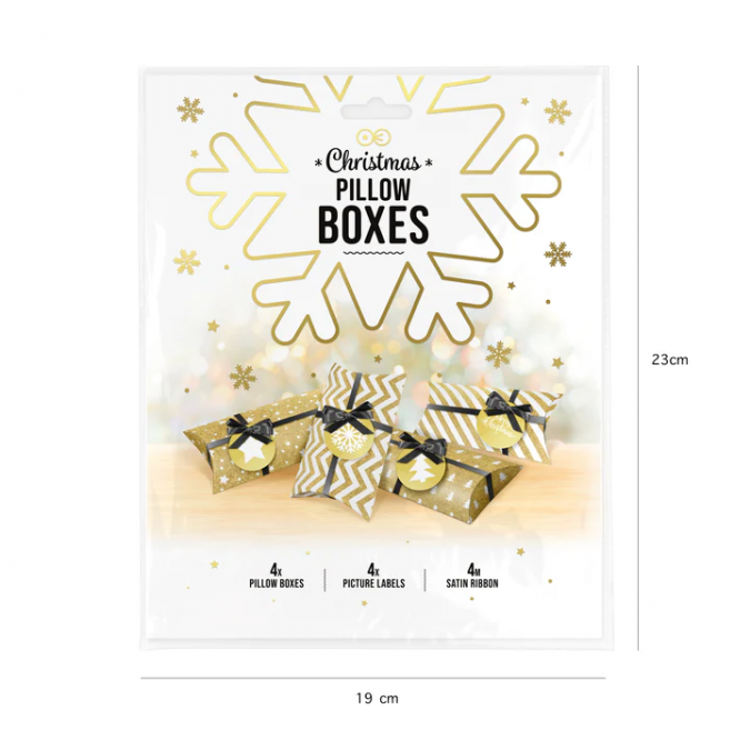 Кутийки за сладки или Коледни подаръчета в златно, 4бр. в пакет, 12,5х7см /Pp/