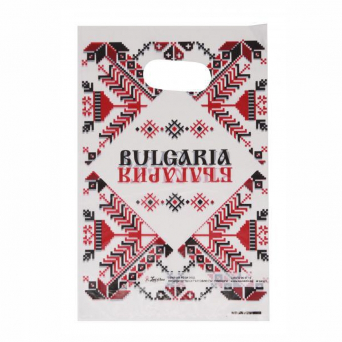Подаръчна торбичка с шевица и надпис България/Bulgaria, 35х25 см /Pe/