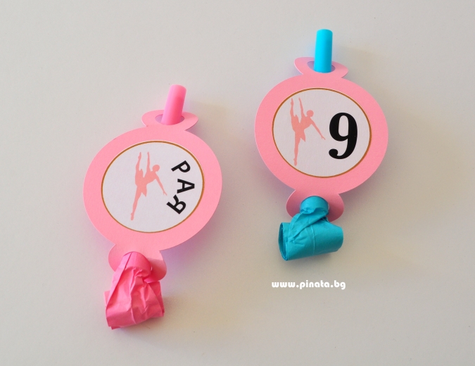 Персонализирана парти свирка Балерина, 5 бр. пакет