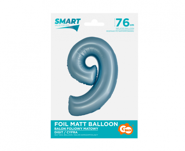 Фолиев балон цифра 7, цвят светло син матов, 76 см височина /Gd/