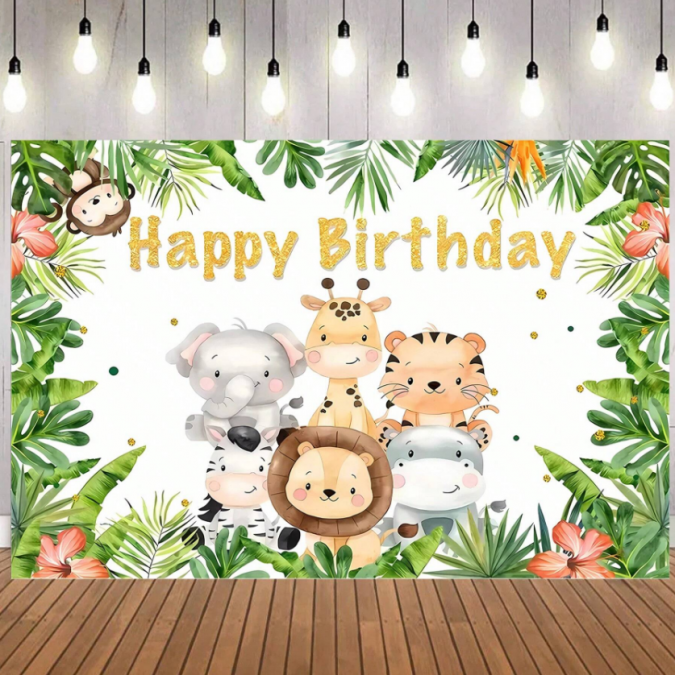 Винил за фон /декорация/ Сафари, животни, размер 150х100см /Ch/