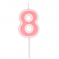 Свещичка цифра 8, цвят розов пастел /Mb/