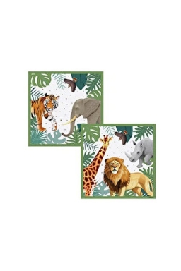 Парти салфетки Сафари, диви животни /Wild Life/, 33х33 см, 16 бр. в пакет /Tr/